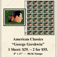 American Classics “George Gershwin” Stamp Sheet