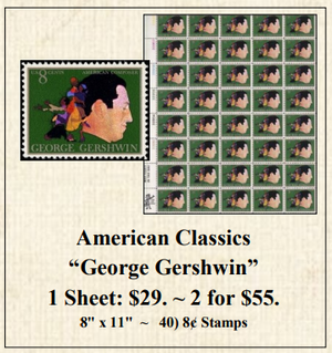 American Classics “George Gershwin” Stamp Sheet