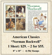 American Classics “Norman Rockwell” Stamp Sheet