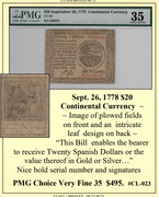Sept. 26, 1778 $20 Continental Currency ~ PMG Choice Very Fine 35 ~ #CL-023