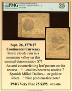 Sept. 26, 1778 $7 Continental Currency ~ PMG Very Fine 25 ~ #CL-026