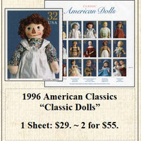 1996 American Classics “Classic Dolls” Stamp Sheet