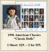 1996 American Classics “Classic Dolls” Stamp Sheet