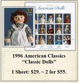 1996 American Classics “Classic Dolls” Stamp Sheet