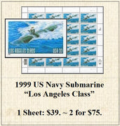 1999 US Navy Submarine “Los Angeles Class” Stamp Sheet