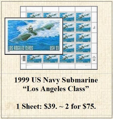 1999 US Navy Submarine “Los Angeles Class” Stamp Sheet