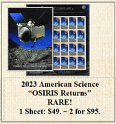 2023 American Science “OSIRIS Returns” RARE! Stamp Sheet