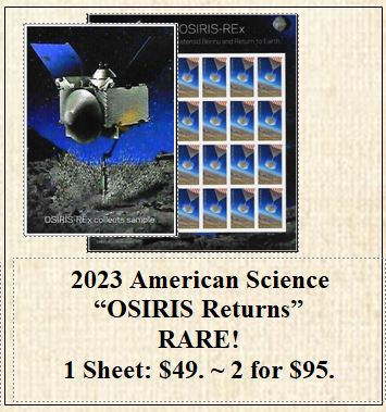 2023 American Science “OSIRIS Returns” RARE! Stamp Sheet