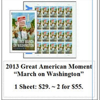 2013 Great American Moment “March on Washington” Stamp Sheet