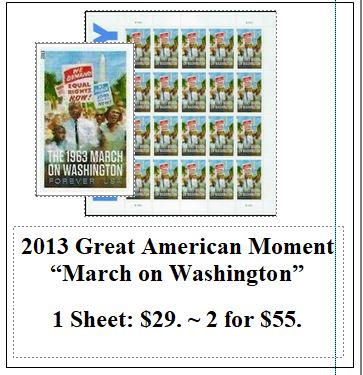 2013 Great American Moment “March on Washington” Stamp Sheet