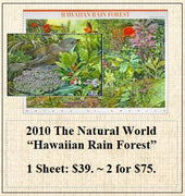 2010 The Natural World “Hawaiian Rain Forest” Stamp Sheet