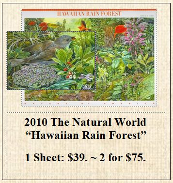2010 The Natural World “Hawaiian Rain Forest” Stamp Sheet