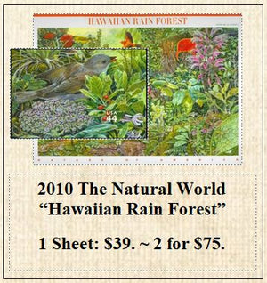 2010 The Natural World “Hawaiian Rain Forest” Stamp Sheet