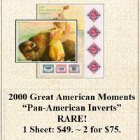 2000 Great American Moments “Pan-American Inverts” RARE! Stamp Sheet