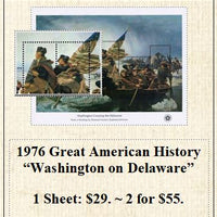 1976 Great American History “Washington on Delaware” Stamp Sheet