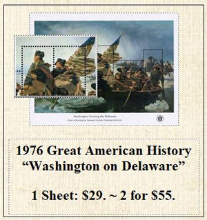 1976 Great American History “Washington on Delaware” Stamp Sheet