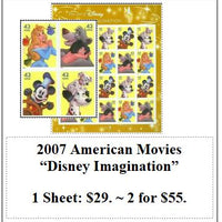 2007 American Movies “Disney Imagination” Stamp Sheet
