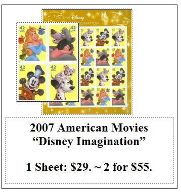 2007 American Movies “Disney Imagination” Stamp Sheet