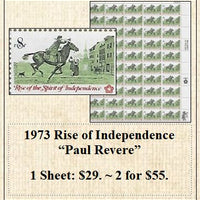 1973 Rise of Independence “Paul Revere” Stamp Sheet