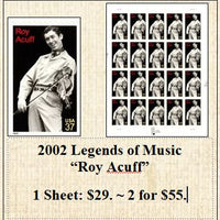2002 Legends of Music “Roy Acuff” Stamp Sheet