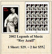 2002 Legends of Music “Roy Acuff” Stamp Sheet