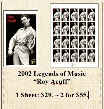 2002 Legends of Music “Roy Acuff” Stamp Sheet