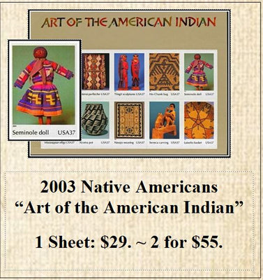 2003 Native Americans “Art of the American Indian” Stamp Sheet