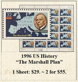 1996 US History “The Marshall Plan” Stamp Sheet