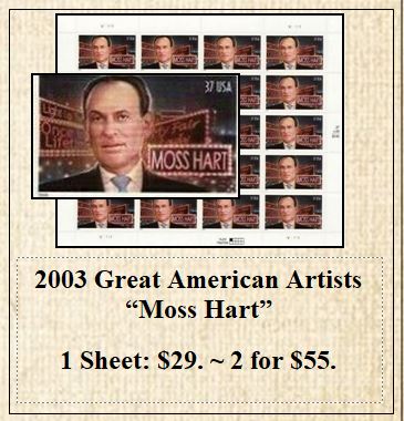 2003 Great American Artists “Moss Hart” Stamp Sheet