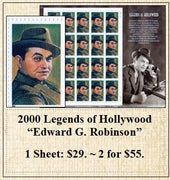 2000 Legends of Hollywood “Edward G. Robinson” Stamp Sheet
