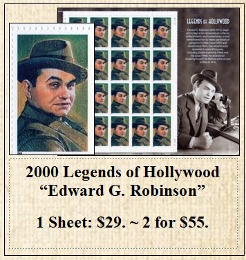 2000 Legends of Hollywood “Edward G. Robinson” Stamp Sheet