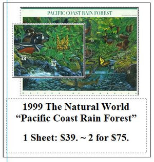 1999 The Natural World “Pacific Coast Rain Forest” Stamp Sheet