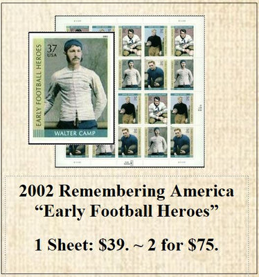 2002 Remembering America “Early Football Heroes” Stamp Sheet