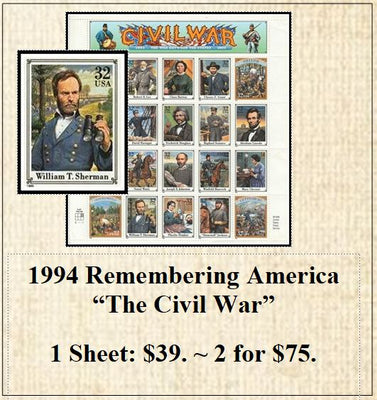 1994 Remembering America “The Civil War” Stamp Sheet