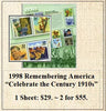 1998 Remembering America “Celebrate the Century 1910s” Stamp Sheet