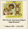 2014 Great American Singers “Jimi Hendrix” Stamp Sheet