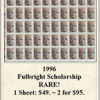 1996 Fulbright Scholarship RARE! Stamp Sheet