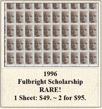 1996 Fulbright Scholarship RARE! Stamp Sheet
