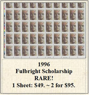 1996 Fulbright Scholarship RARE! Stamp Sheet