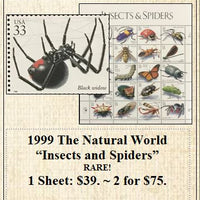 1999 The Natural World “Insects and Spiders” RARE! Stamp Sheet