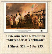 1976 American Revolution “Surrender at Yorktown” Stamp Sheet