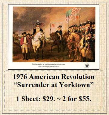 1976 American Revolution “Surrender at Yorktown” Stamp Sheet