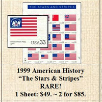 1999 American History “The Stars & Stripes” RARE! Stamp Sheet