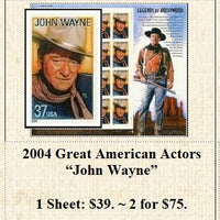 2004 Great American Actors “John Wayne” Stamp Sheet