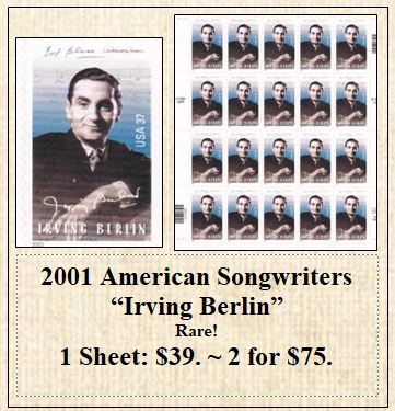2001 American Songwriters “Irving Berlin” Rare! Stamp Sheet
