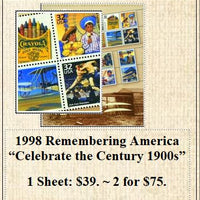 1998 Remembering America “Celebrate the Century 1900s” Stamp Sheet