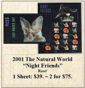 2001 The Natural World “Night Friends” Rare! Stamp Sheet