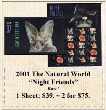 2001 The Natural World “Night Friends” Rare! Stamp Sheet