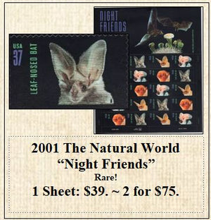 2001 The Natural World “Night Friends” Rare! Stamp Sheet
