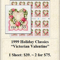 1999 Holiday Classics “Victorian Valentine” Stamp Sheet